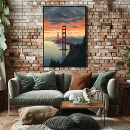 Golden Gate Bridge Sunset Travel Poster PosterGoat