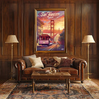 Golden Gate Bridge Vintage San Francisco Travel Poster PosterGoat
