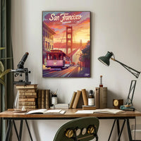 Golden Gate Bridge Vintage San Francisco Travel Poster PosterGoat