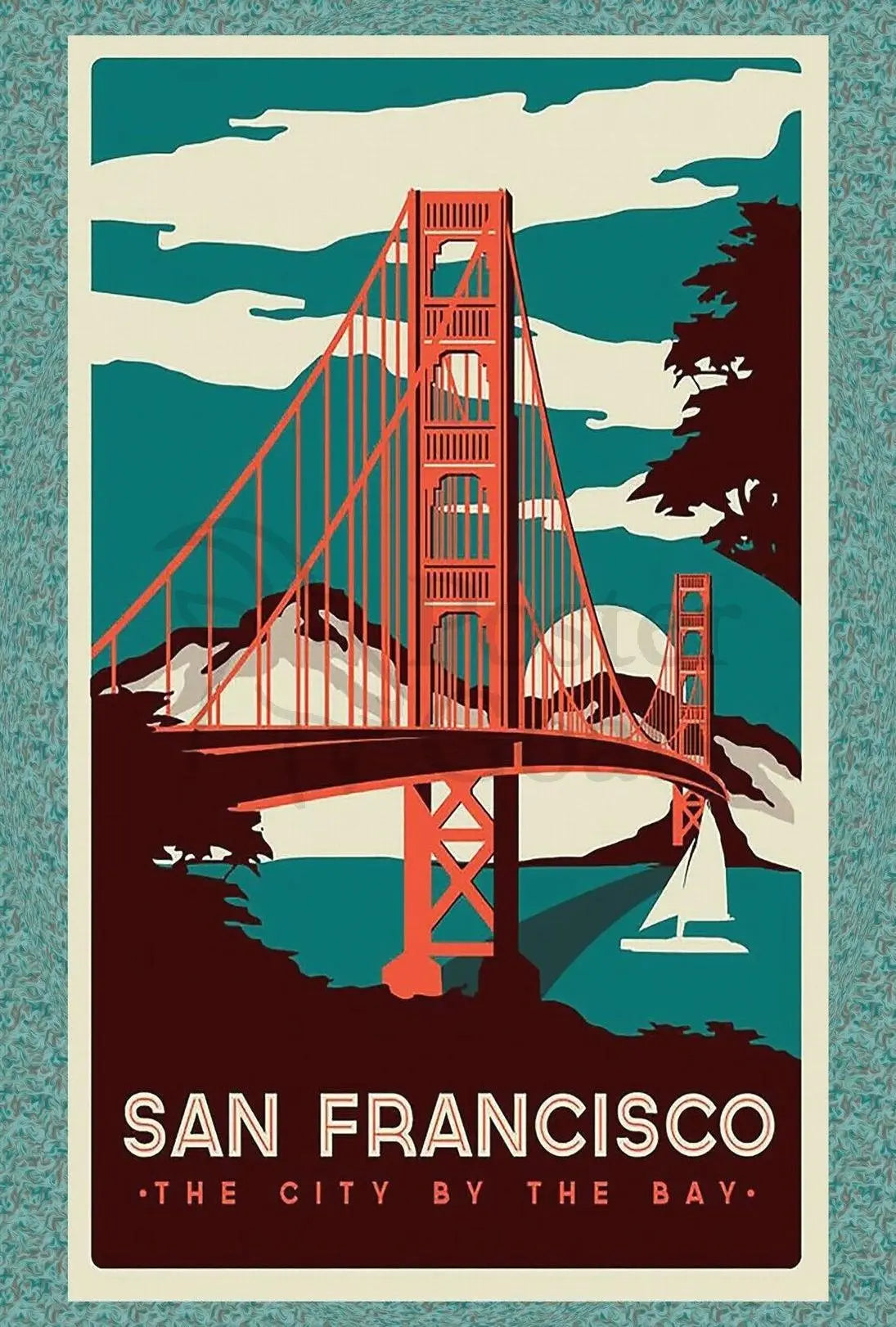 Golden Gate Bridge Vintage Travel Poster PosterGoat
