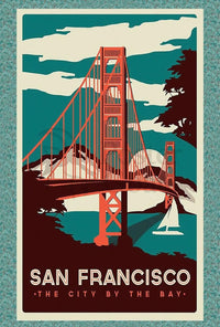 Golden Gate Bridge Vintage Travel Poster PosterGoat