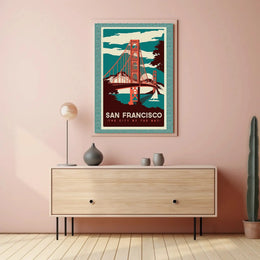 Golden Gate Bridge Vintage Travel Poster PosterGoat