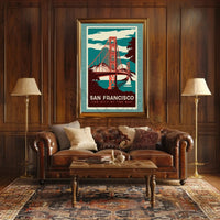 Golden Gate Bridge Vintage Travel Poster PosterGoat