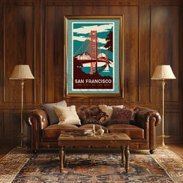 Golden Gate Bridge Vintage Travel Poster PosterGoat