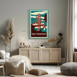 Golden Gate Bridge Vintage Travel Poster PosterGoat