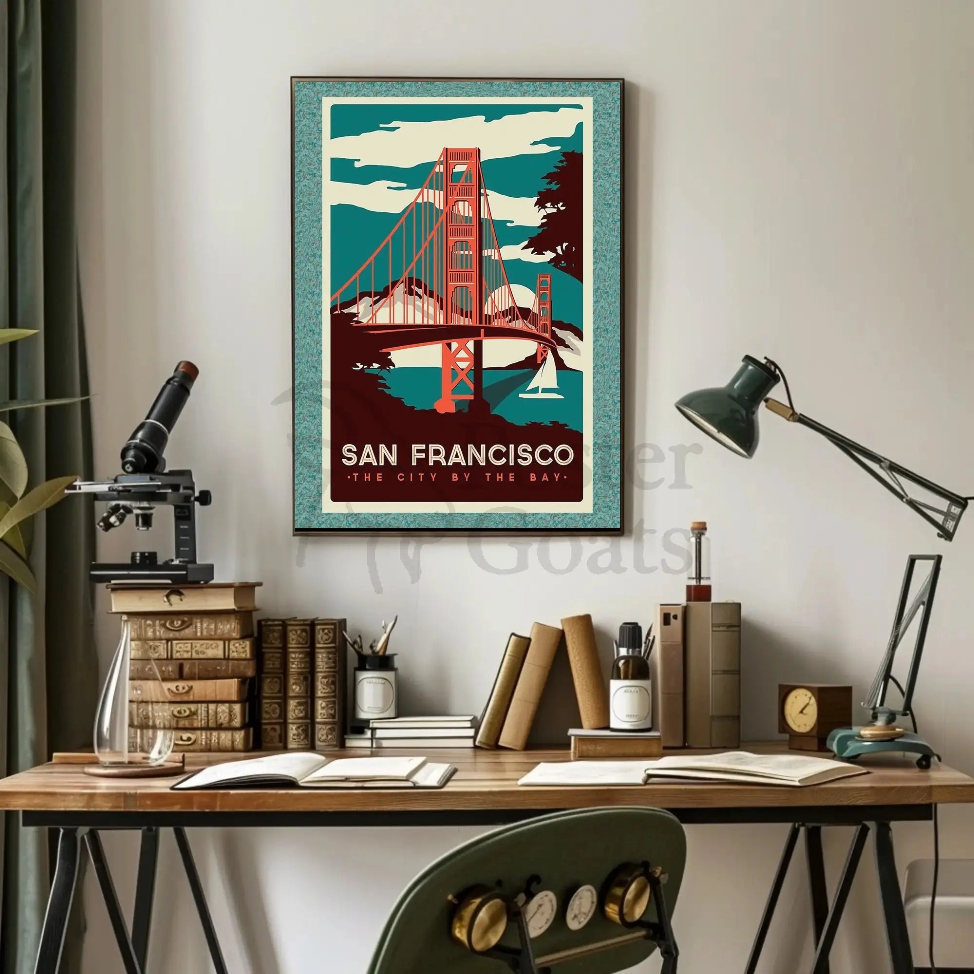 Golden Gate Bridge Vintage Travel Poster PosterGoat