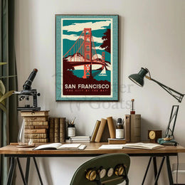 Golden Gate Bridge Vintage Travel Poster PosterGoat