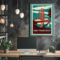 Golden Gate Bridge Vintage Travel Poster PosterGoat