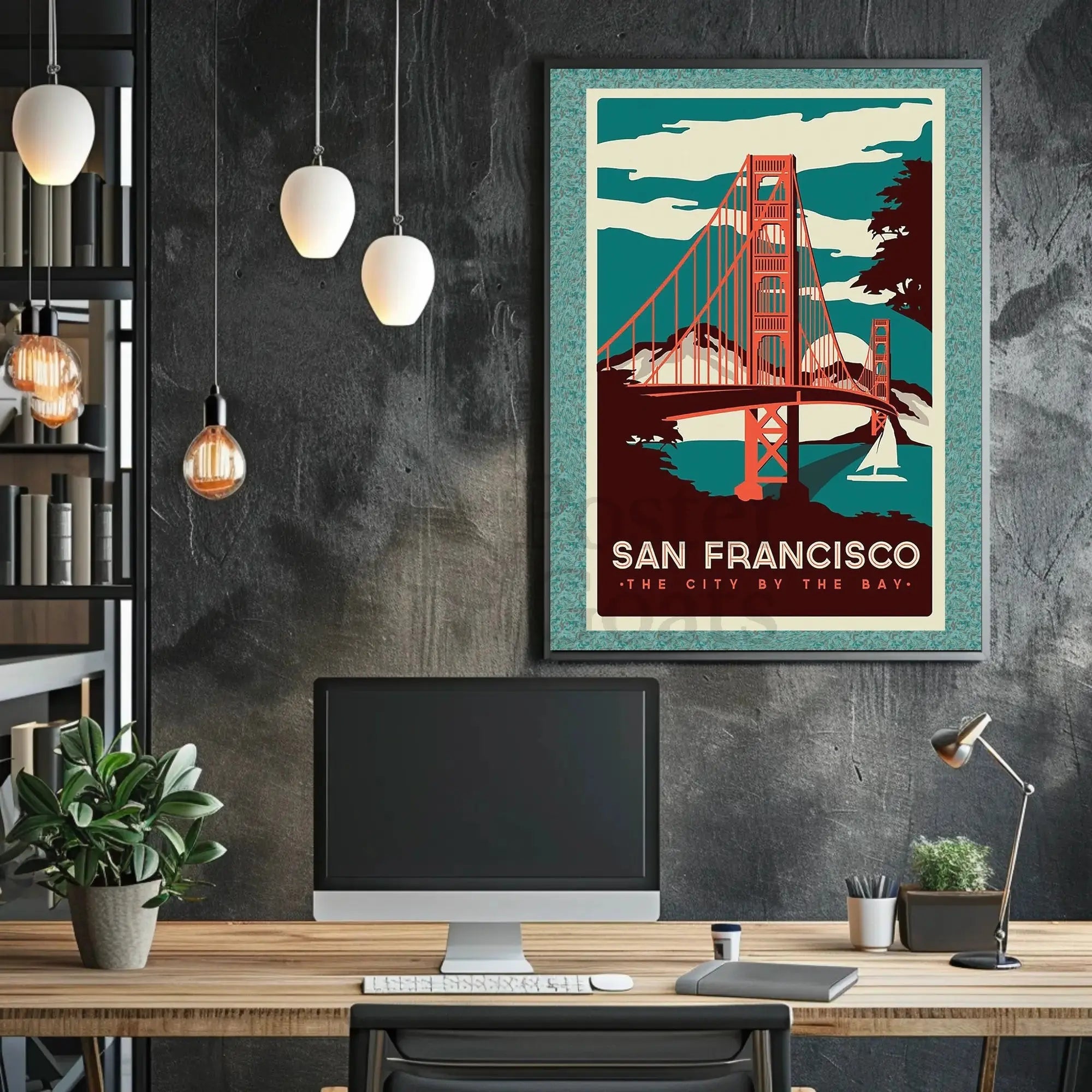 Golden Gate Bridge Vintage Travel Poster PosterGoat