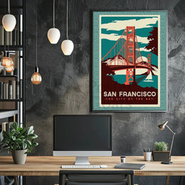 Golden Gate Bridge Vintage Travel Poster PosterGoat
