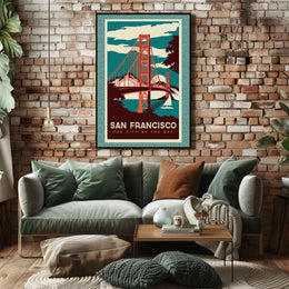 Golden Gate Bridge Vintage Travel Poster PosterGoat