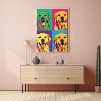 Golden Retriever Pop Art Fantasy Animal Poster PosterGoat
