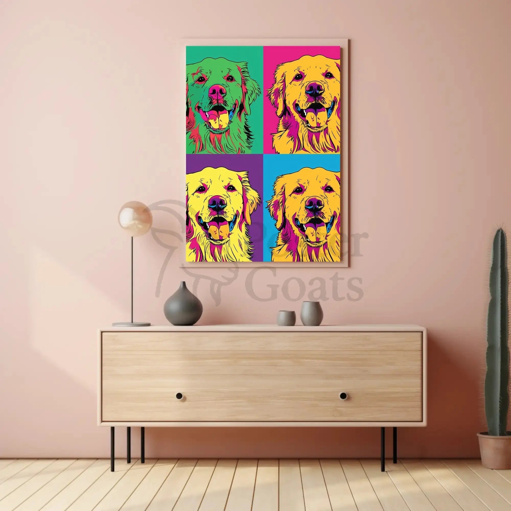 Golden Retriever Pop Art Fantasy Animal Poster PosterGoat