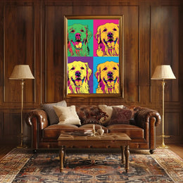 Golden Retriever Pop Art Fantasy Animal Poster PosterGoat