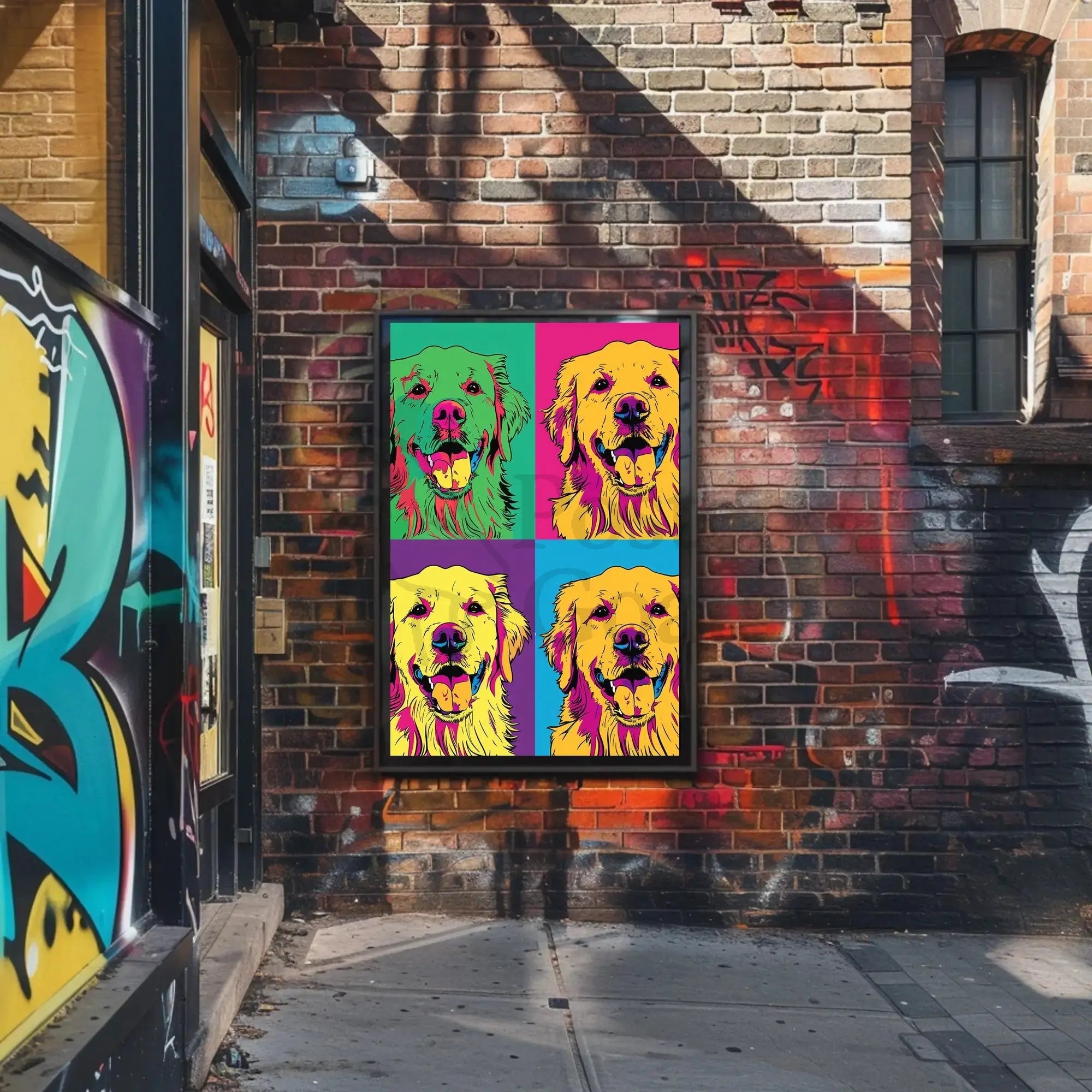 Golden Retriever Pop Art Fantasy Animal Poster PosterGoat