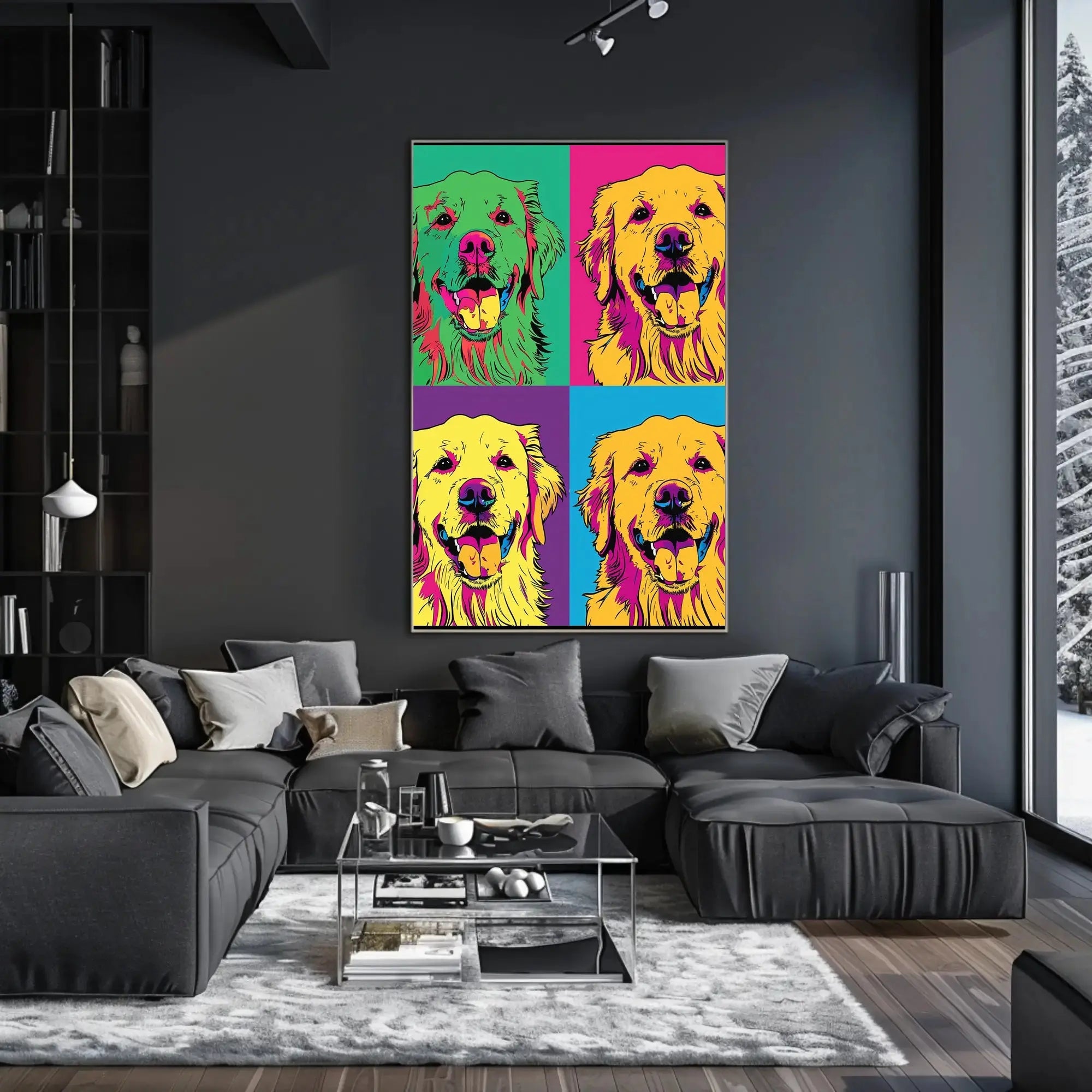 Golden Retriever Pop Art Fantasy Animal Poster PosterGoat
