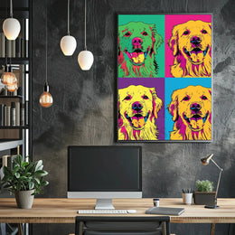 Golden Retriever Pop Art Fantasy Animal Poster PosterGoat
