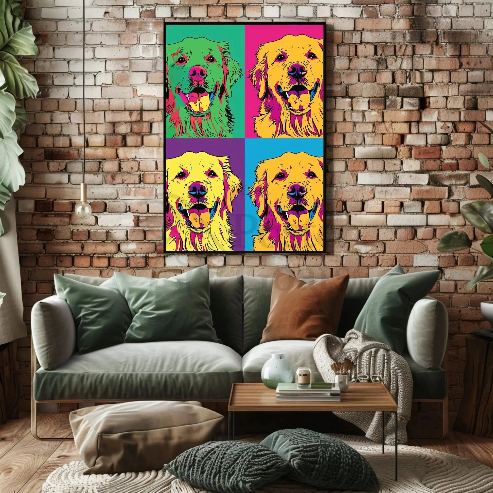 Golden Retriever Pop Art Fantasy Animal Poster PosterGoat