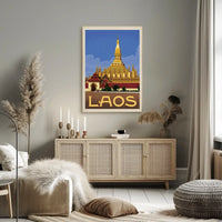 Golden Stupa Laos Travel Poster PosterGoat