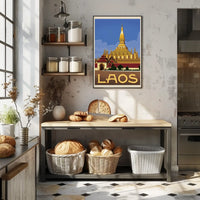 Golden Stupa Laos Travel Poster PosterGoat