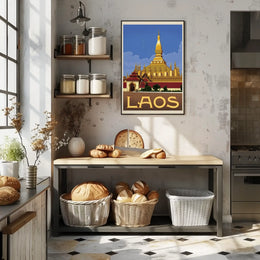 Golden Stupa Laos Travel Poster PosterGoat