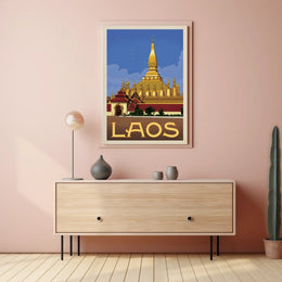 Golden Stupa Laos Travel Poster PosterGoat