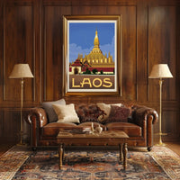 Golden Stupa Laos Travel Poster PosterGoat