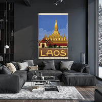Golden Stupa Laos Travel Poster PosterGoat