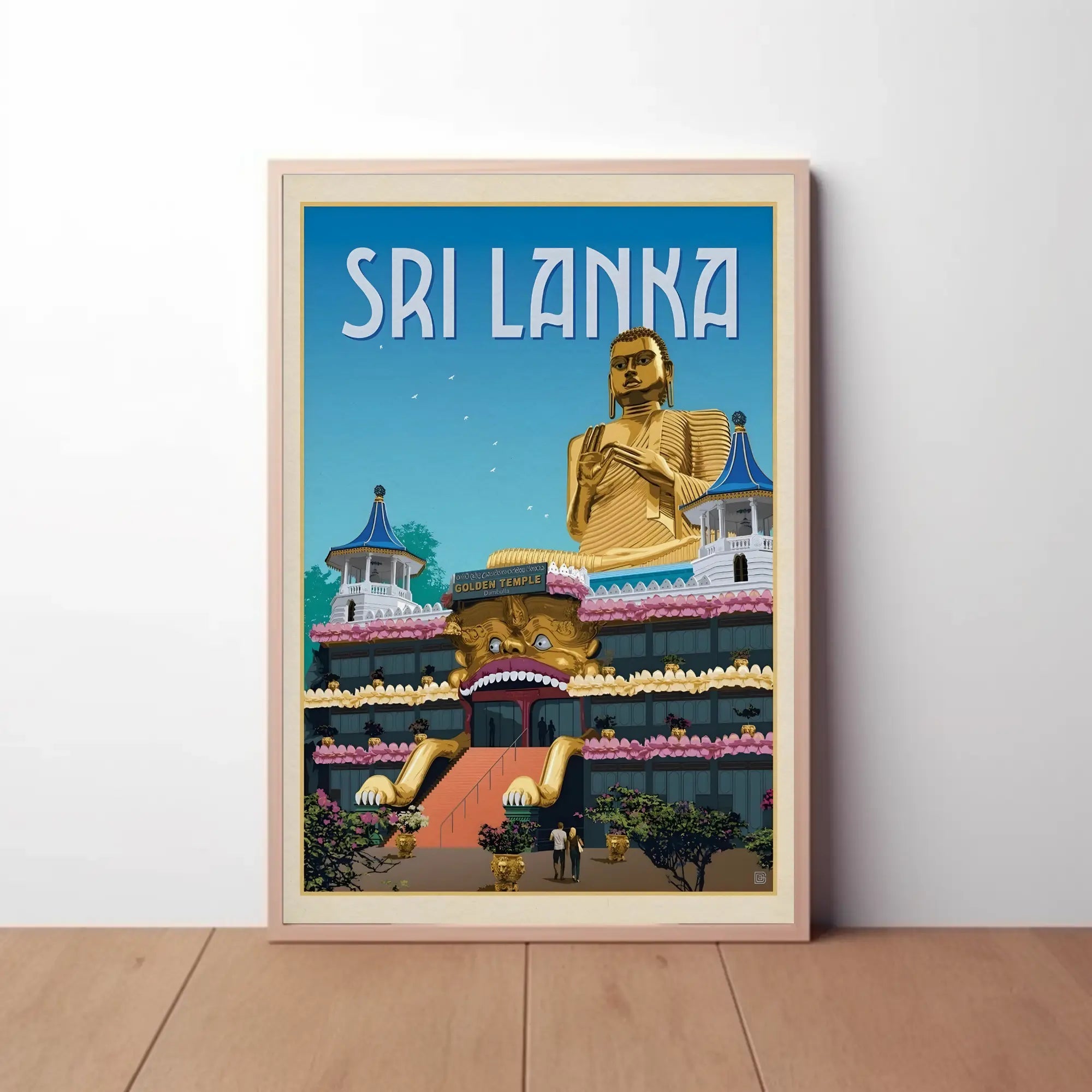 Golden Temple Dambulla Vintage Travel Adventure Poster PosterGoat