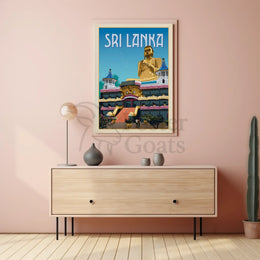 Golden Temple Dambulla Vintage Travel Adventure Poster PosterGoat