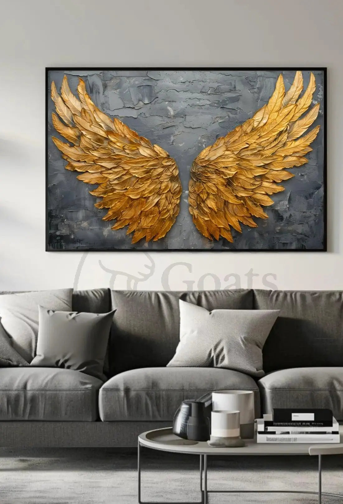 Golden Wings Transcendent Freedom Abstract Artistic Poster PosterGoat