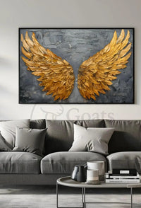 Golden Wings Transcendent Freedom Abstract Artistic Poster PosterGoat