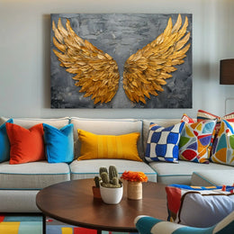 Golden Wings Transcendent Freedom Abstract Artistic Poster PosterGoat