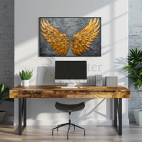 Golden Wings Transcendent Freedom Abstract Artistic Poster PosterGoat