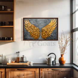 Golden Wings Transcendent Freedom Abstract Artistic Poster PosterGoat