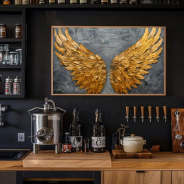 Golden Wings Transcendent Freedom Abstract Artistic Poster PosterGoat