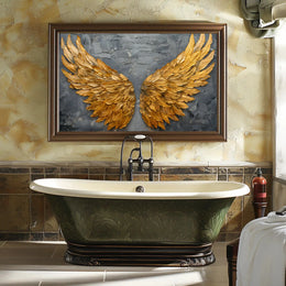 Golden Wings Transcendent Freedom Abstract Artistic Poster PosterGoat