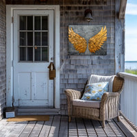 Golden Wings Transcendent Freedom Abstract Artistic Poster PosterGoat