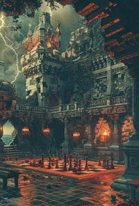 Gothic Castle Chess Storm - Abstract, Artistic, or Pop Culture Poster PosterGoat