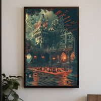 Gothic Castle Chess Storm - Abstract, Artistic, or Pop Culture Poster PosterGoat