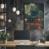 Gothic Castle Chess Storm - Abstract, Artistic, or Pop Culture Poster PosterGoat