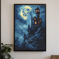 Gothic Castle Under Moonlight Artistic Poster PosterGoat