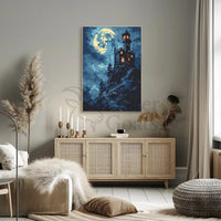 Gothic Castle Under Moonlight Artistic Poster PosterGoat