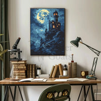 Gothic Castle Under Moonlight Artistic Poster PosterGoat