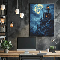 Gothic Castle Under Moonlight Artistic Poster PosterGoat