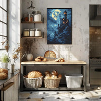 Gothic Castle Under Moonlight Artistic Poster PosterGoat
