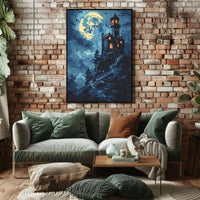 Gothic Castle Under Moonlight Artistic Poster PosterGoat