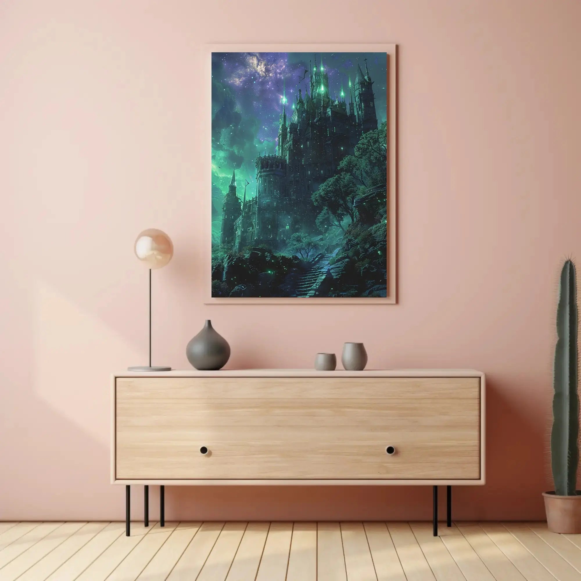 Gothic Castle Under Stars Fantasy Artistic Poster PosterGoat