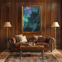 Gothic Castle Under Stars Fantasy Artistic Poster PosterGoat