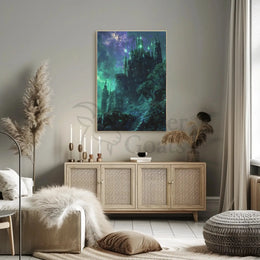 Gothic Castle Under Stars Fantasy Artistic Poster PosterGoat